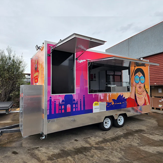 Fully Equipped Fast Food Trailer with Water and Hot Dog Station, Mobile Italian Ice Cream Cart for Street Service