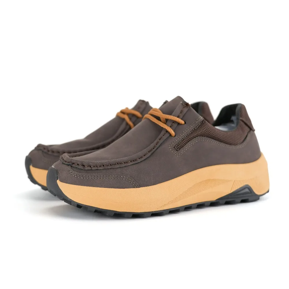 2025 sapatos casuais masculinos rendas camurça de vaca couro genuíno sola grossa masculino clássico retro estilo britânico ao ar livre condução apartamentos