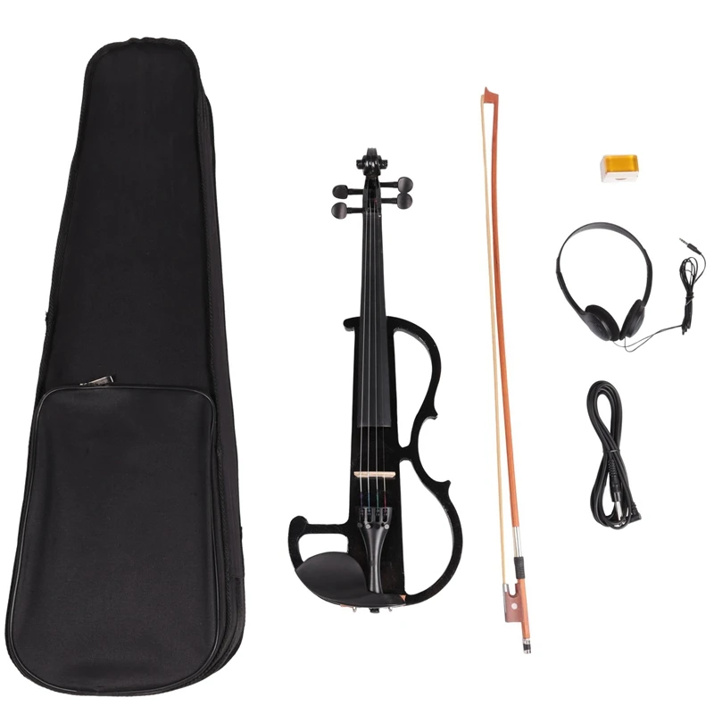 Beginner 4/4 Electric Violin Ebony Silent Violin Electric Violin Introductory Set