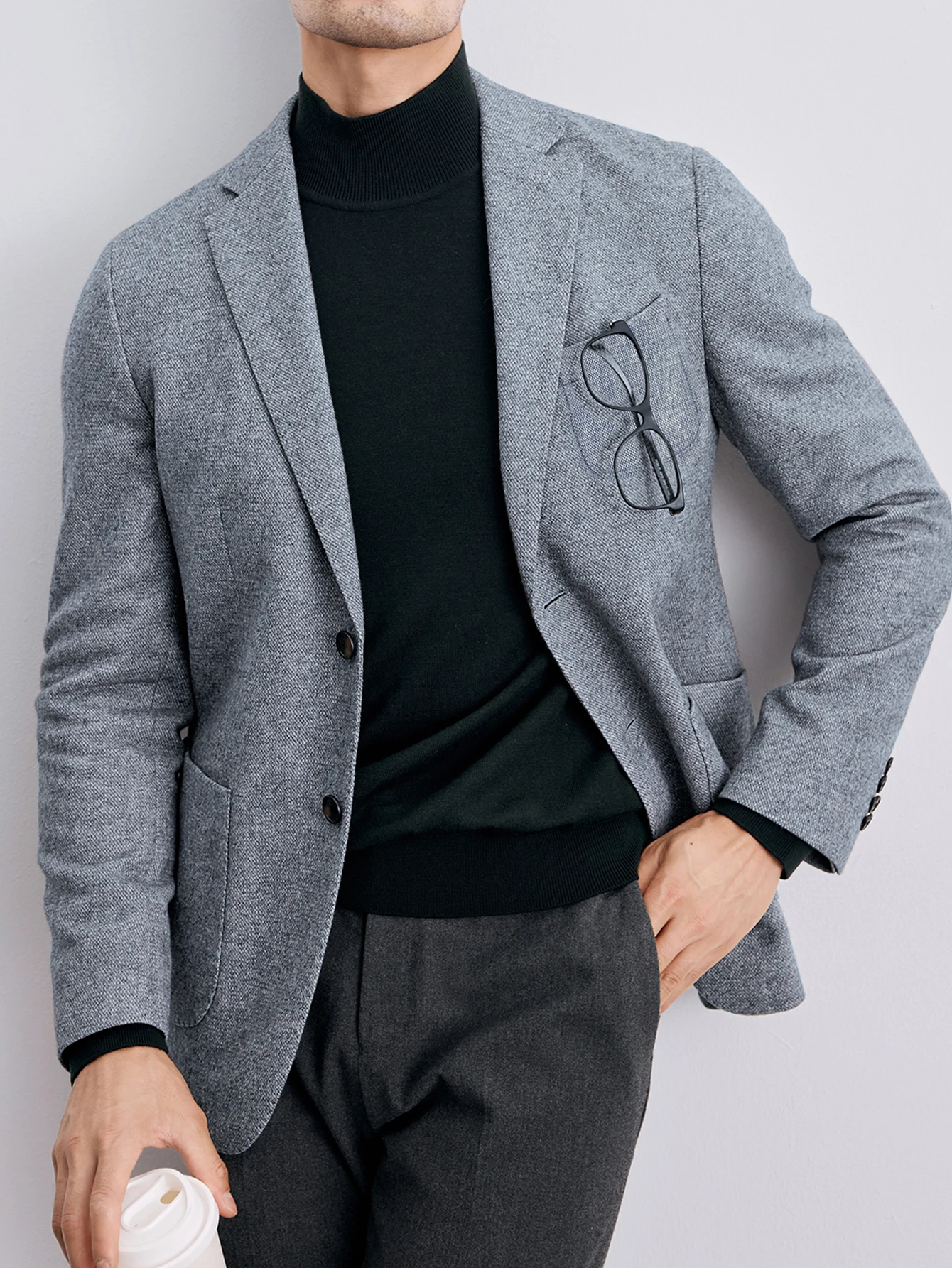 

Men's Neapolitan Style Button Pocket Jacket Elegant Casual Autumn Winter New Arrival Comfortable Tailored Suit Outerwear