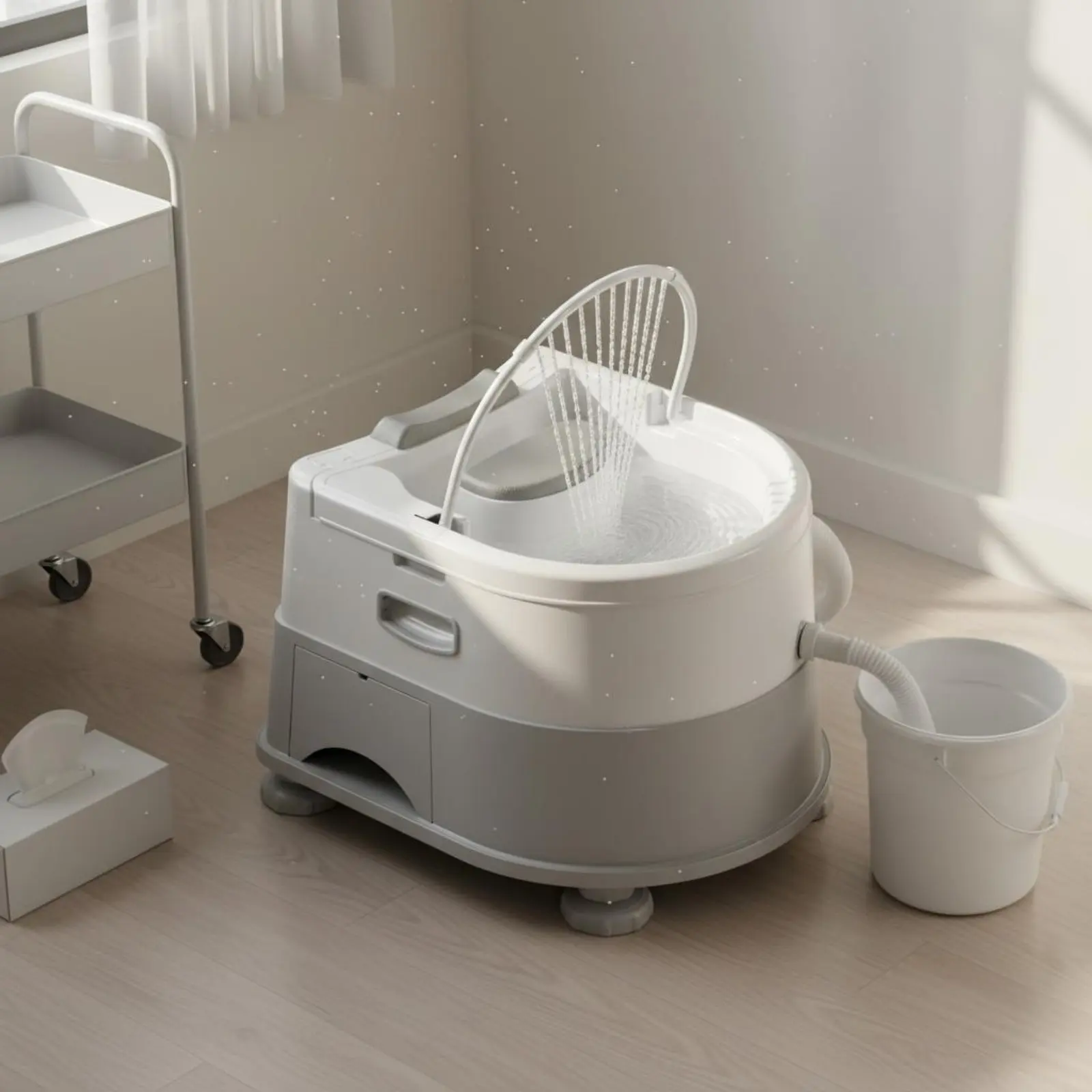 

Lie-Flat Hair Washing Station Adjustable Height Bedside Hair Washing Sink Portable Shampoo Basin Water Circulating Shower