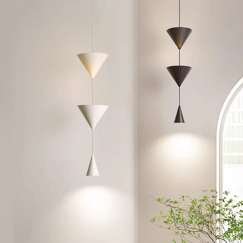 

Minimalist Cone Led Pendant Lights Bedroom Bedside Study Restaurant Hotel Hanging Lamp LED Modern Designer Black/White Droplight