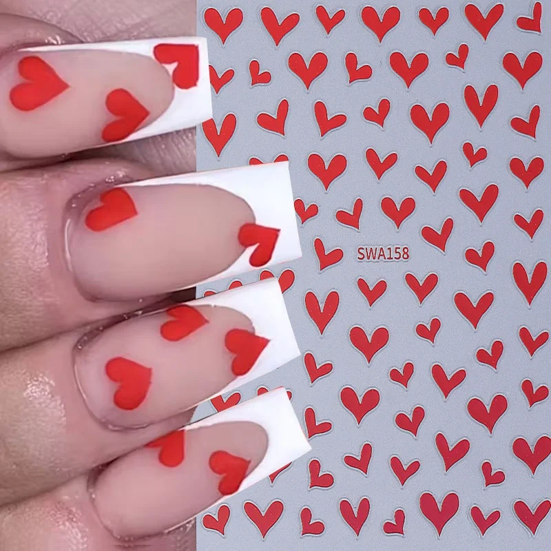 สติกเกอร์ติดเล็บลายหัวใจ 3 มิติ 1 ชิ้น แบบ DIY กลิตเตอร์สีแดง ลายรัก ติดเองได้ สำหรับตกแต่งเล็บธีมวันวาเลนไทน์ อุปกรณ์ทำเล็บ