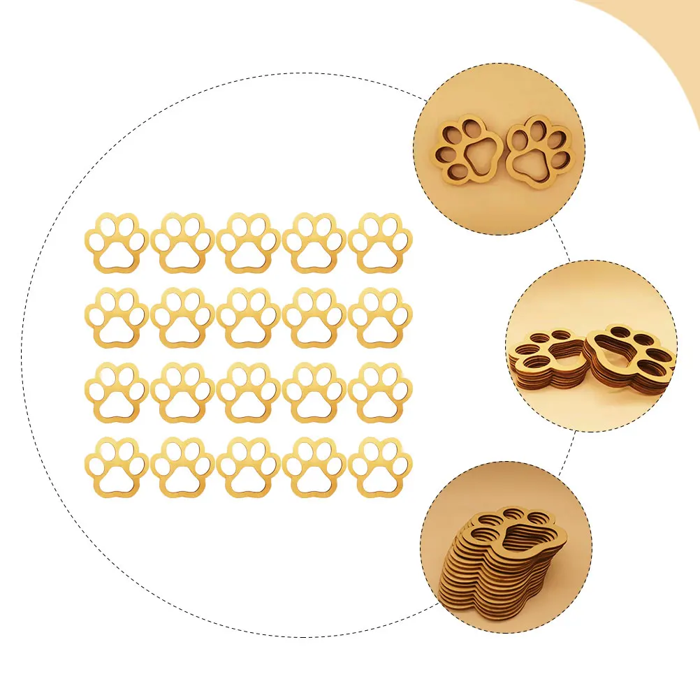 

30 Pcs Dog Paw Shape Wooden Cutouts Unfinished Smooth Craft Supplies DIY Decor Pet Party Tags Sewing Accessories Wood Slice
