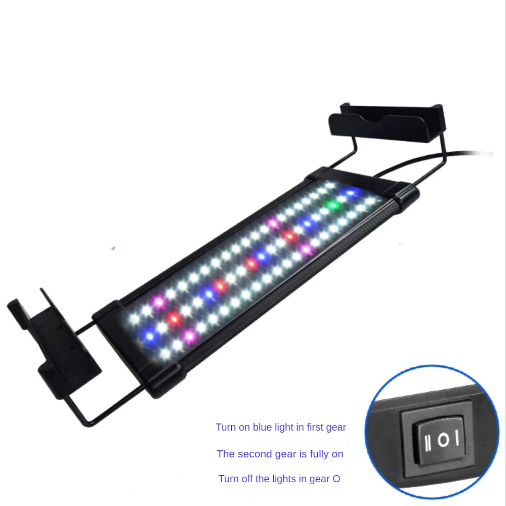 Colorful Highlight LED Aquarium Lamp, Blue Light, RGB Mode Switching, Aquatic Plants, Seawater, Coral Fish Tank, 30-120cm