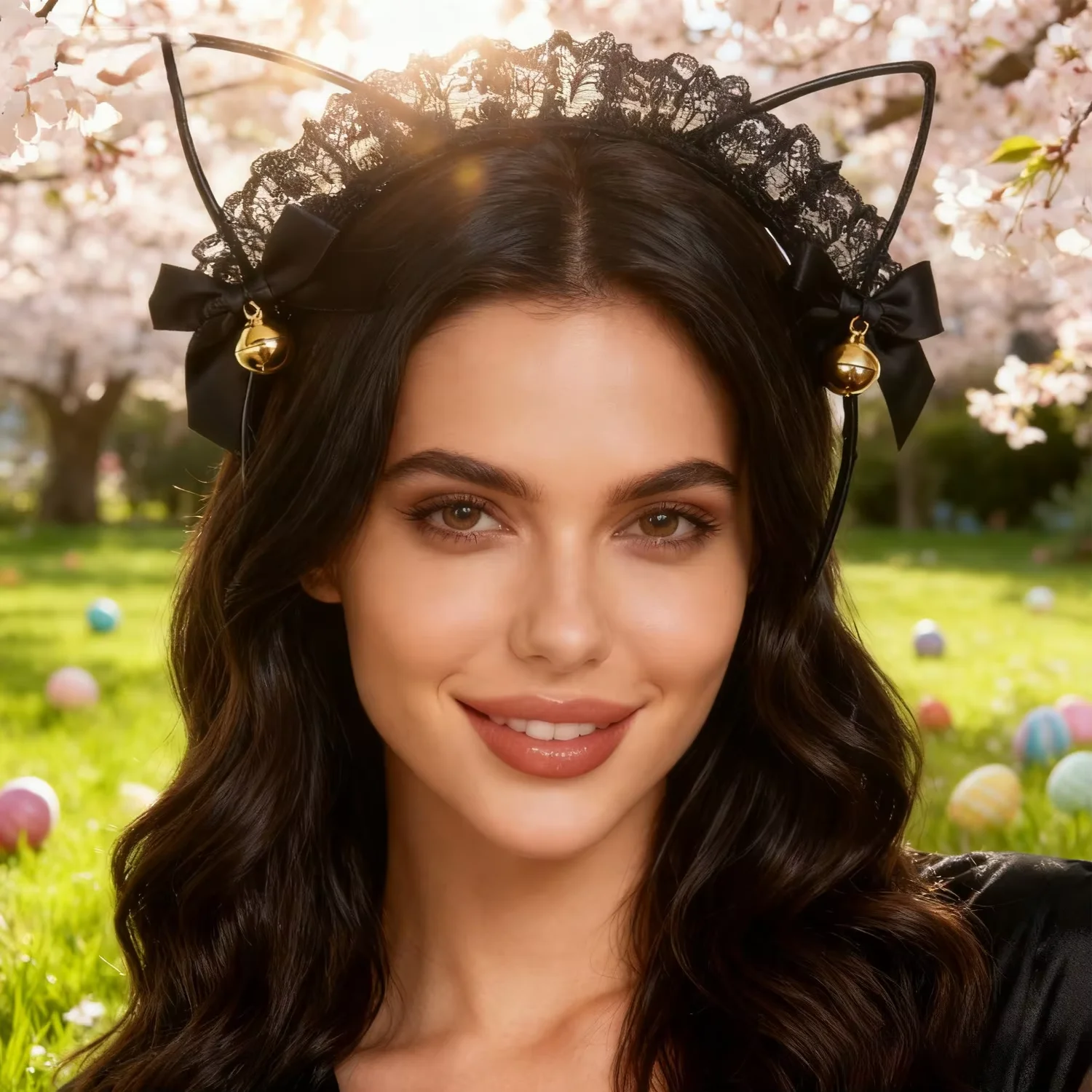 

PESENAR Easter Festival party Easter costume, black lace headband, beautiful and elegant headband costume