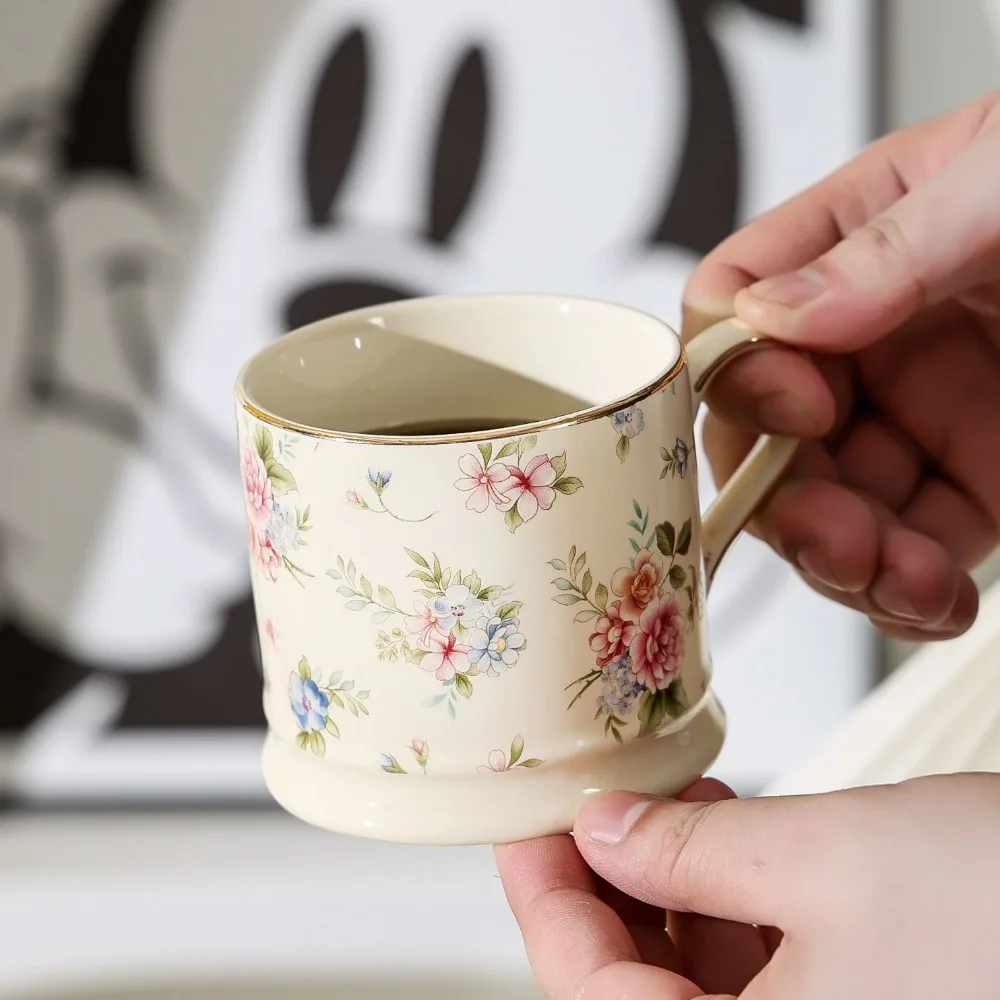 

Gold-painted Floral Mug,High-value European Light Luxury Retro Home Coffee Cup, Afternoon Teacup Ceramic Drinkware