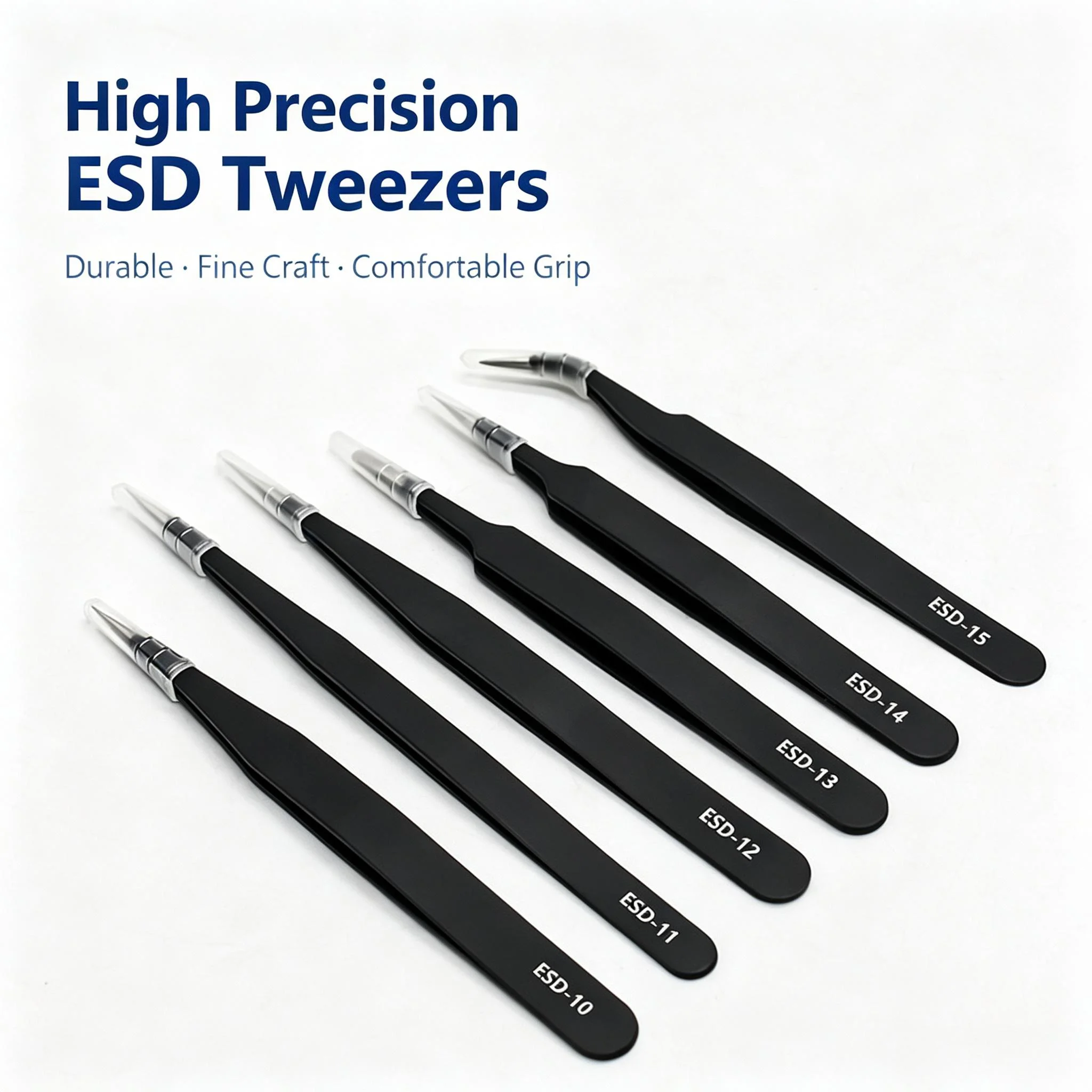 3/6PCS Anti-Static Precision Tweezers Kit Stainless Steel Non-Magnetic Fine Curved Tips for Soldering Electronics Repair Jewelry