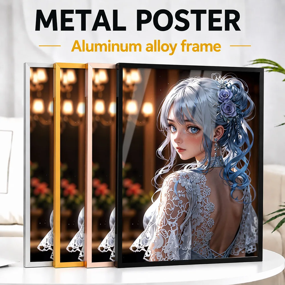 Enchanting Innocence Framed Metal Poster Personalized Photo Dynamic Character Style Wall Art For Game Room Ideal Birthday Gift