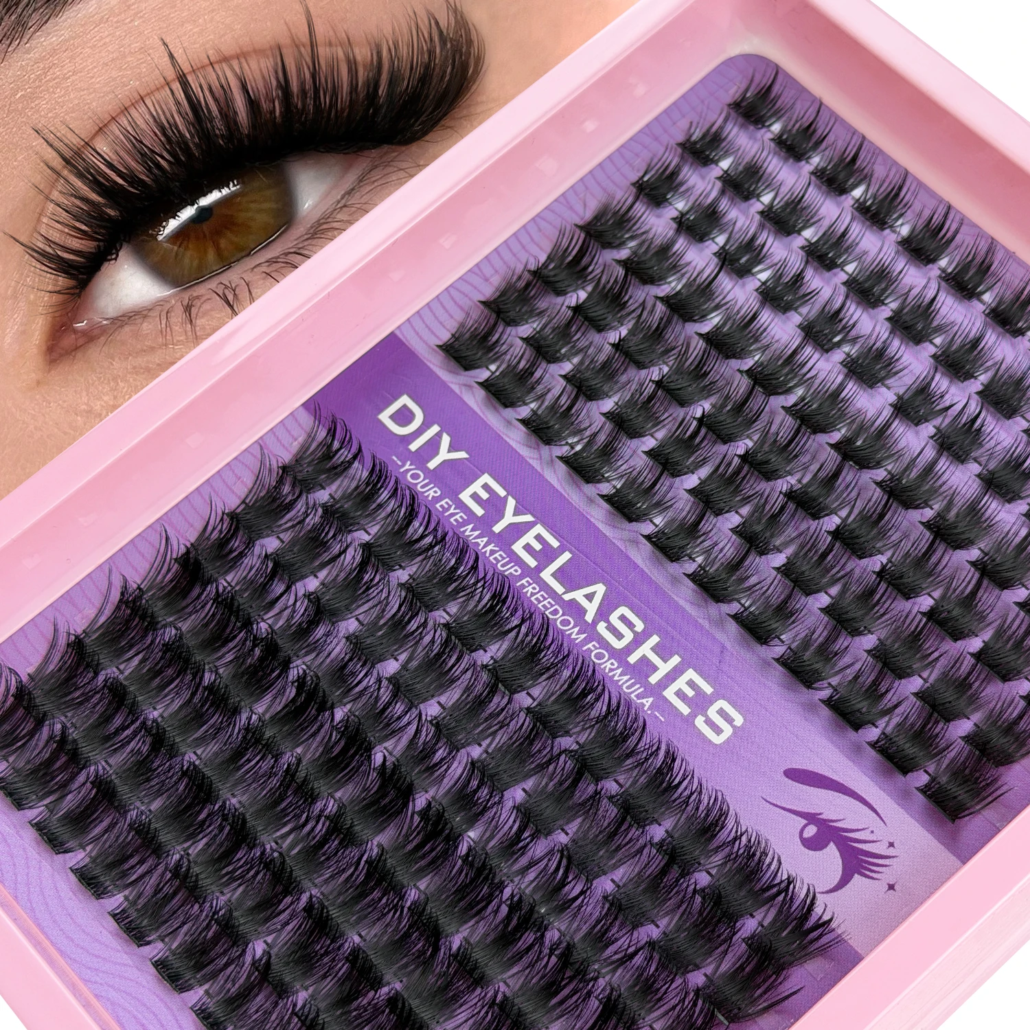 DIY Wispy Lash Clusters mit Spikes, Salonähnliche Wimpern-Clusters, D-Kurve Cluster-Wimpernverlängerungen, volle, stachelige Einzelwimpern