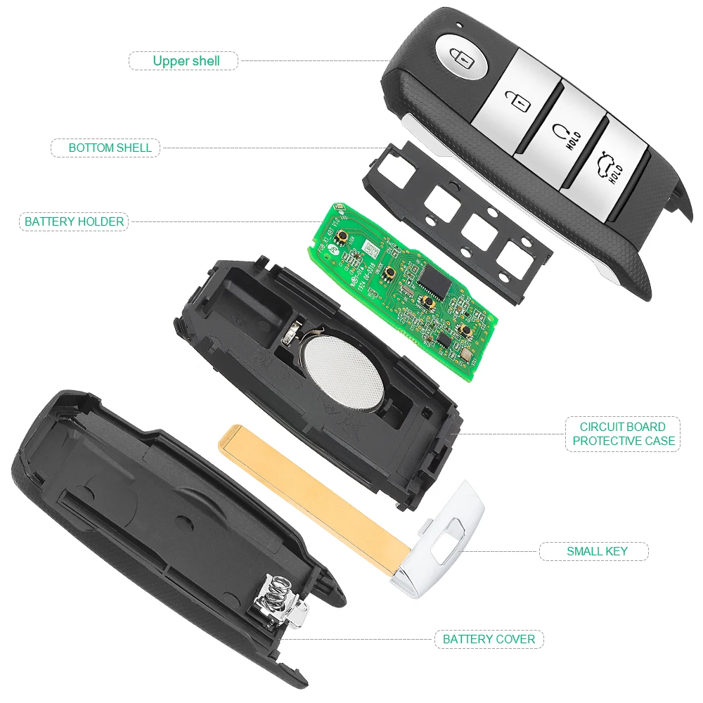 DIYKEY 95440-H0100 para KIA Rio 2021 llave remota inteligente 3 botones sin llave Go Fob 433MHz 8A Fob