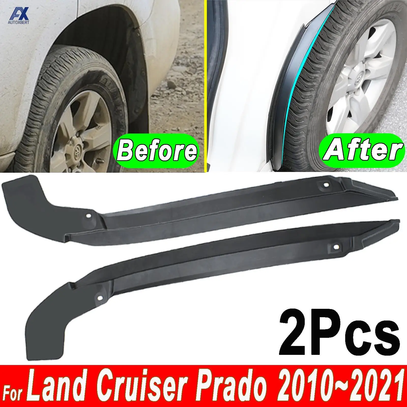 2Pcs Rear Wheel Mud Guards Mudflaps for Toyota Land Cruiser Prado J150 Lexus GX460 2010 - 2021 Fender Liner Lining Splash Guards