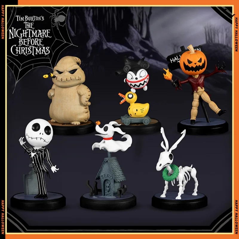 Anime The Nightmare Before Christmas Blind Box Jack Skellington Skull Desktop Ornament Doll Halloween Gift Toys Super Box