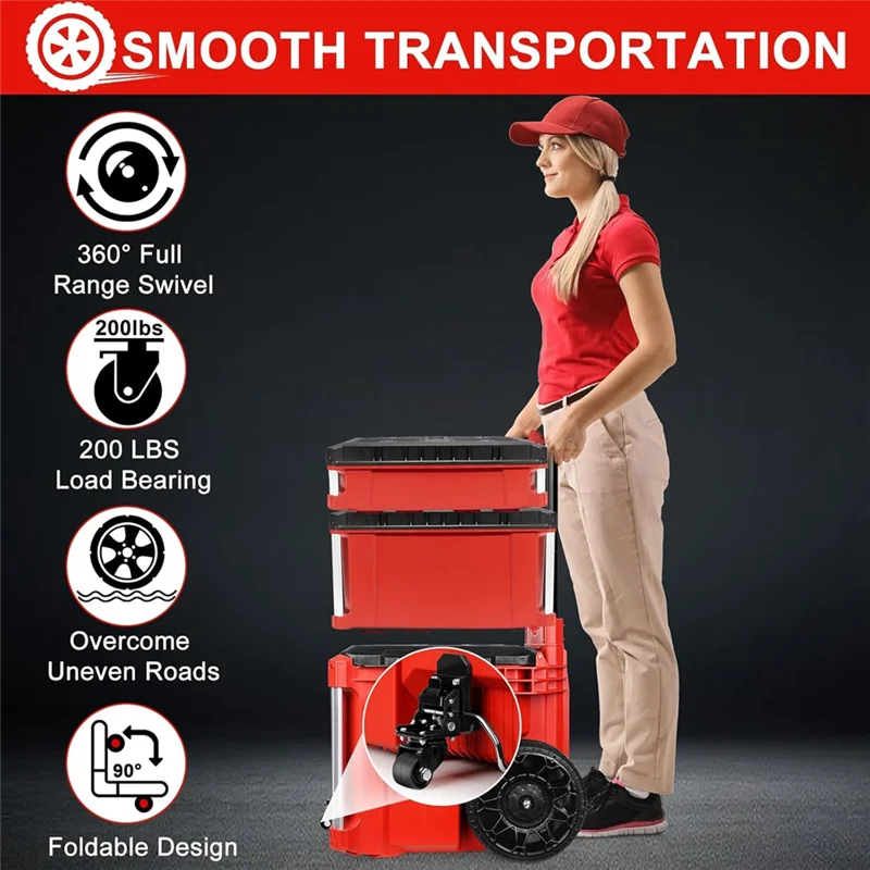 PORK-Ruedas dianteiras para caixa de ferramentas de rolamento-Kit de roda giratória dobrável em construção de aço espessada