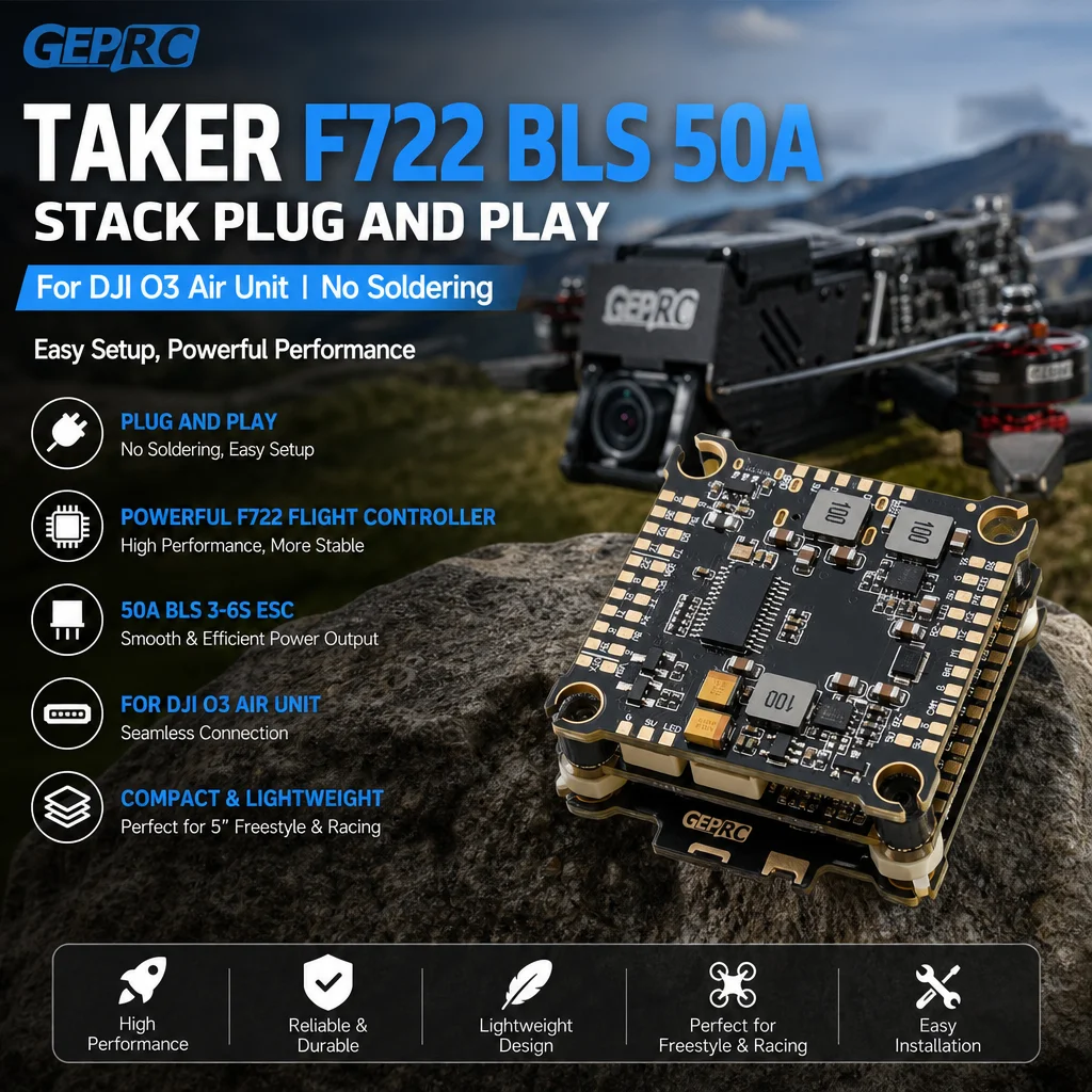 GEPRC TAKER F722 BLS 50A Stack Plug and Play for DJI O3 Air Unit No Soldering FPV Drone