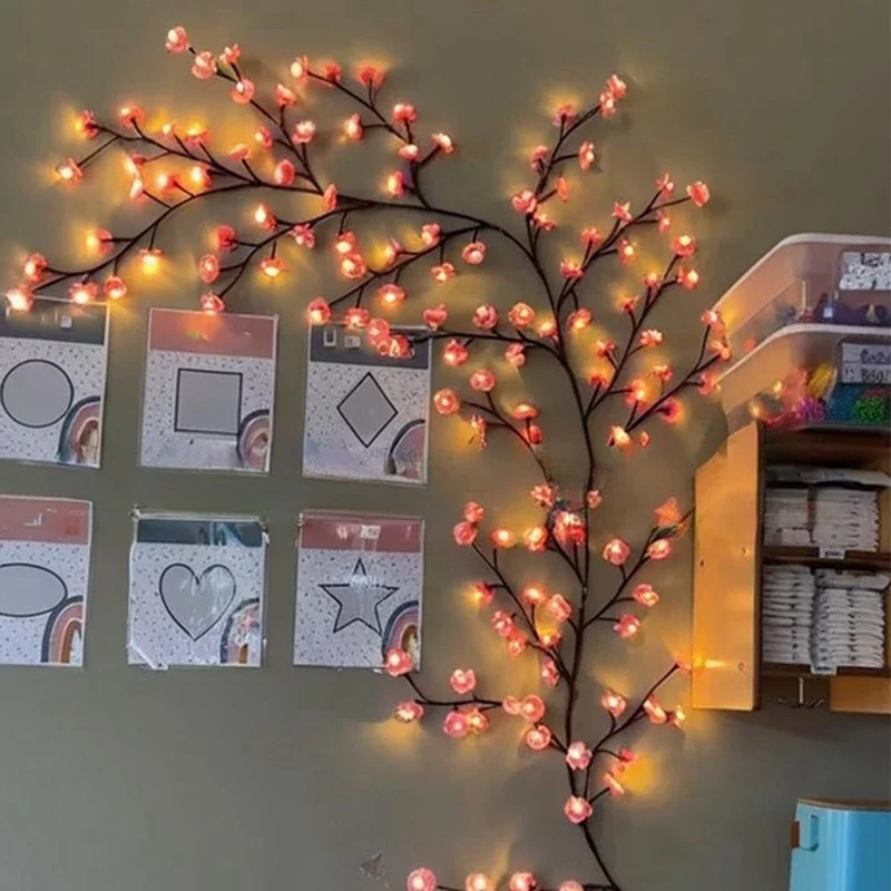 Decora la decorazione della stanza interna Fiori Decorazione interna della camera da letto Luci del ramo di un albero a LED per parete, strisce luminose
