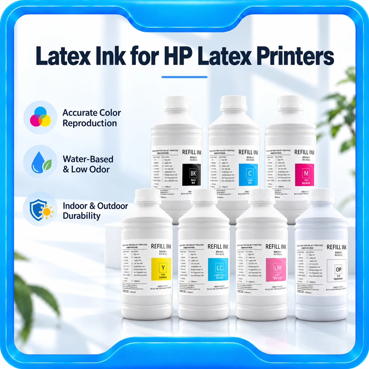 Latex Ink For HP 871 821 831 831A 832 For HP Latex 110 115 310 315 330 335 360 365 560 630 630W 700 100 300 500 Printer 1000ml