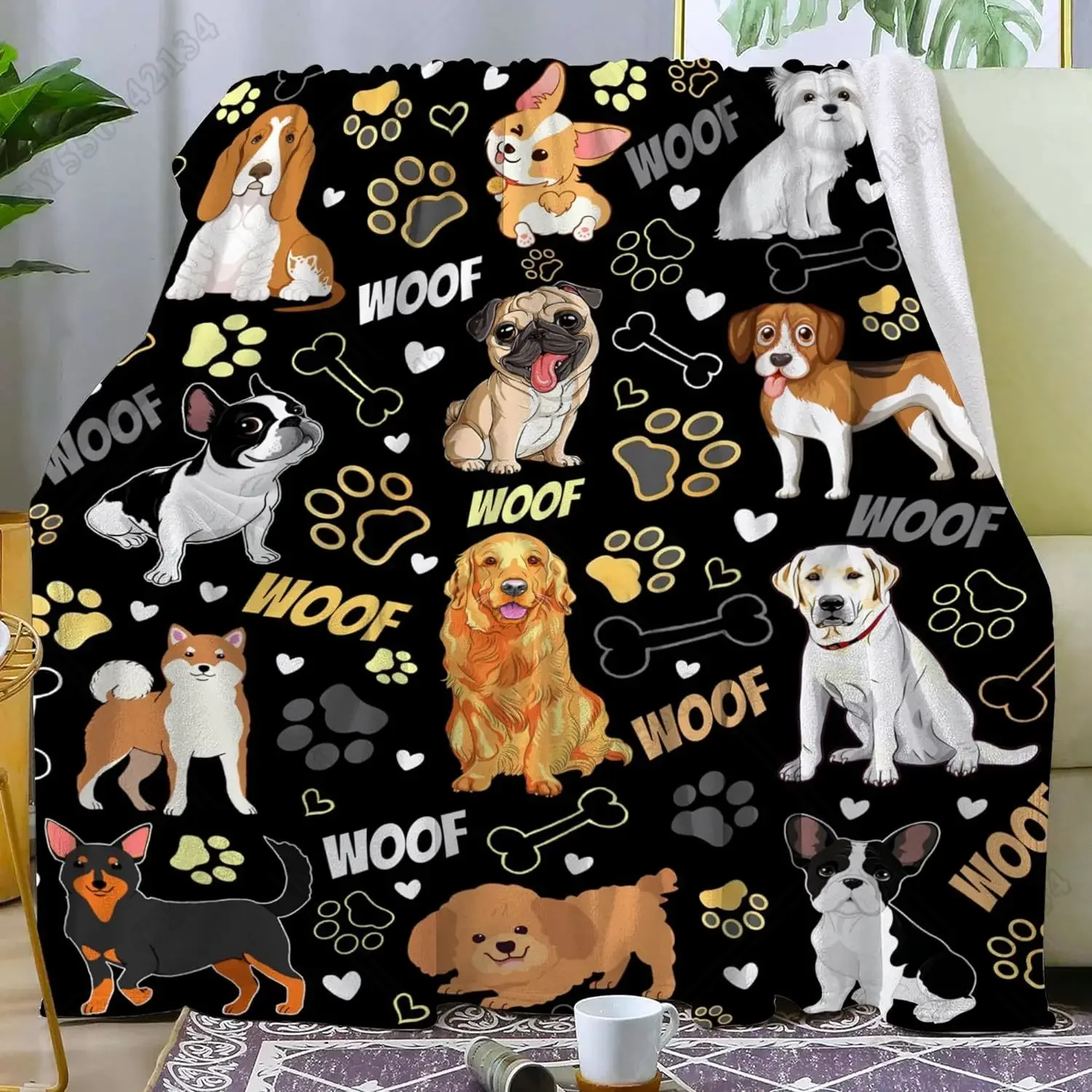 Dog Blanket Soft Cozy Dog Flannel Throw Blanket Gifts for Dog Lovers Warm Lightweight Blankets for Girls Boys Kids Women Adults