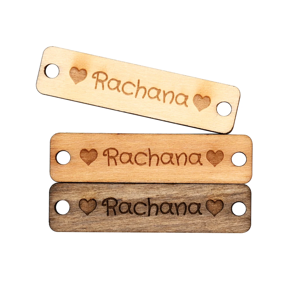 Sew-on Custom Laser Engraved Wood Tag 0.39