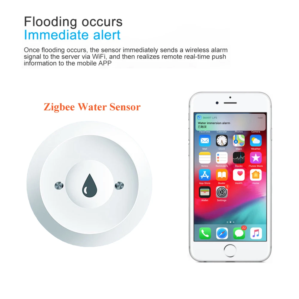 Tuya Water Leak Sensor Smart Home ZigBee Tuya Water Leak Detector m2qtt Waterproof Smart Life Security Protection Remote App