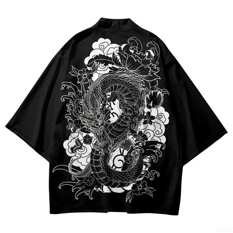 Anime Drachen gemusterte locker sitzende Herren- und Damen-Strickjacken japanische Streetwear Harajuku Hirokazu, Cosplay-Tops