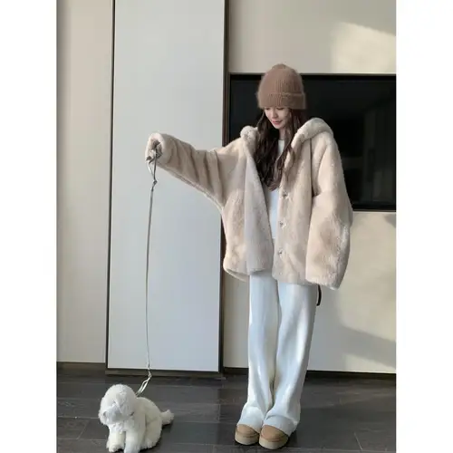 여성용 외투 여성 겨울 긴소매 후드 일반 긴소매 일반 여성용 루즈핏 두꺼운 부드러운 나이 감추는 고급 느긋한 스타일 외투 코트 재킷 