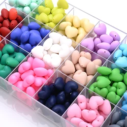 10Pcs Baby Silicone Beads 18x20mm Colorful Heart-Shaped Teether Teething Beads DIY Nursing Chew Pacifier Chain Clip Necklace