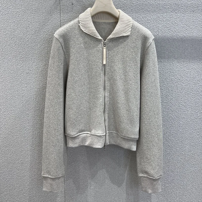 

High-quality relaxed design logo embroidered casual and versatile women's coat made of pure cotton knit fabric 2592962