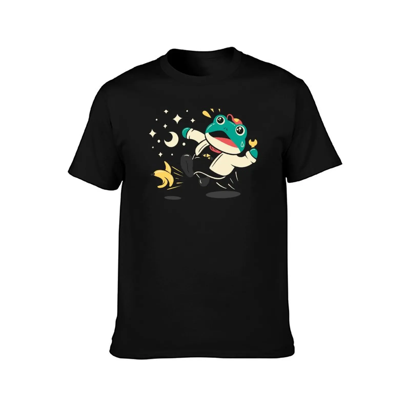 Slipping Toad T-Shirt, Summer Casual Cotton Tee, Oversized Streetwear Tops, Vintage Graphic Print, Loose Fit Short Sleeve