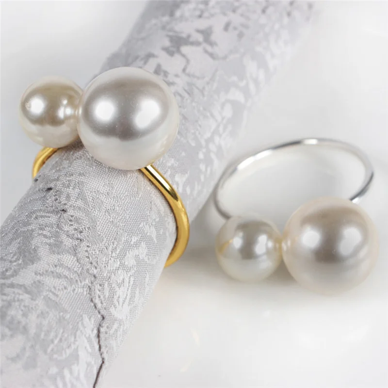 Pearl Open Ring Joint Ring Tail Ring Accessories Napkin Ring The Toast U-shaped Button Ring Napkin Western Buckle Napkin Ring