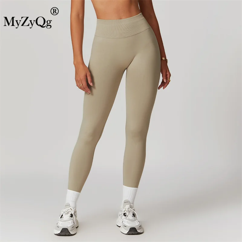 MyZyQg Women High Waisted Hip Lifting Seamless Yoga Leggings Outside Wear Belly Tightening Running Gym Tight Sports Pant