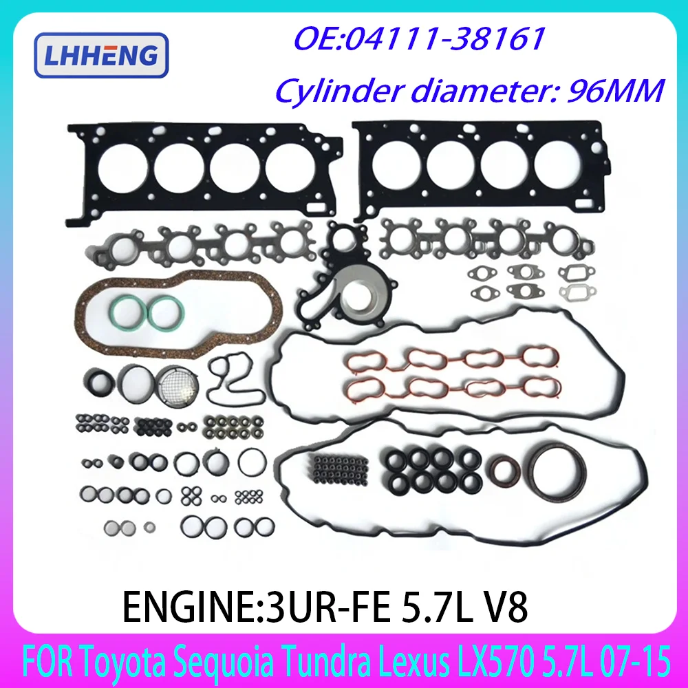 

ENGINE FULL GASKET SET FOR TOYOTA TUNDRA SEQUOIA LAND CRUISER LEXUS LX570 3UR-FE V8 5.7 LTR DOHC PETROL 04111-38161 04111-0S010