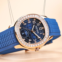 Reef Tiger/RT Luxury Mens Rose Gold Square Multifunction Sport Watch Golf Calendar Luminous Rubber Mechanical Wristwatch RGA1805