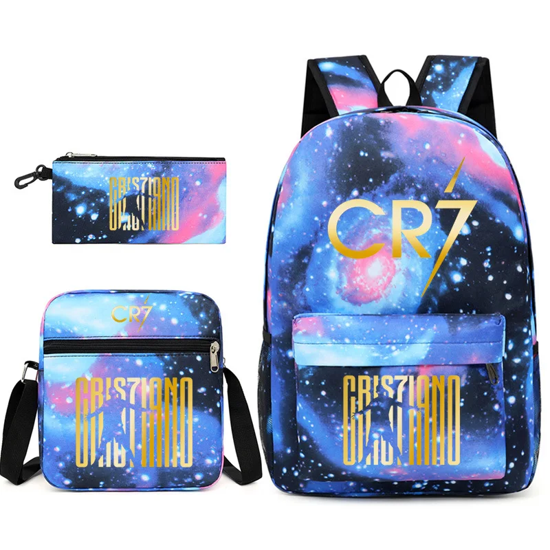 New 3pcs CR7 Backpacks Simple Style Lightweight Boys Girls School Bags Capacity Teens Laptop Backpack Women Men Travel Mochilas