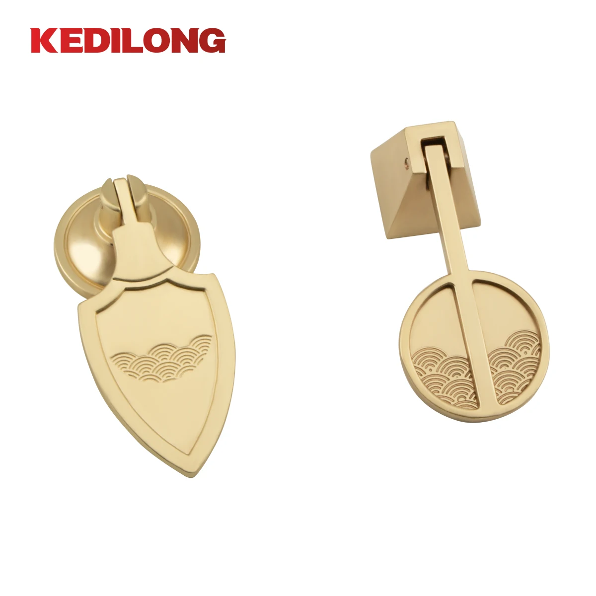 KEDLO-Zinc Alloy Kitchen Cabinet Handle, Botão de gaveta, Hardware, moderno, simples, ondulado Padrão, Ouro