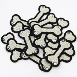 5pcs Cartoon Dog Bone Embroidered Patches for Hole Repair Thermo Adhesive Iron on Clothes Clothing Appliques Stripes Sticker DIY