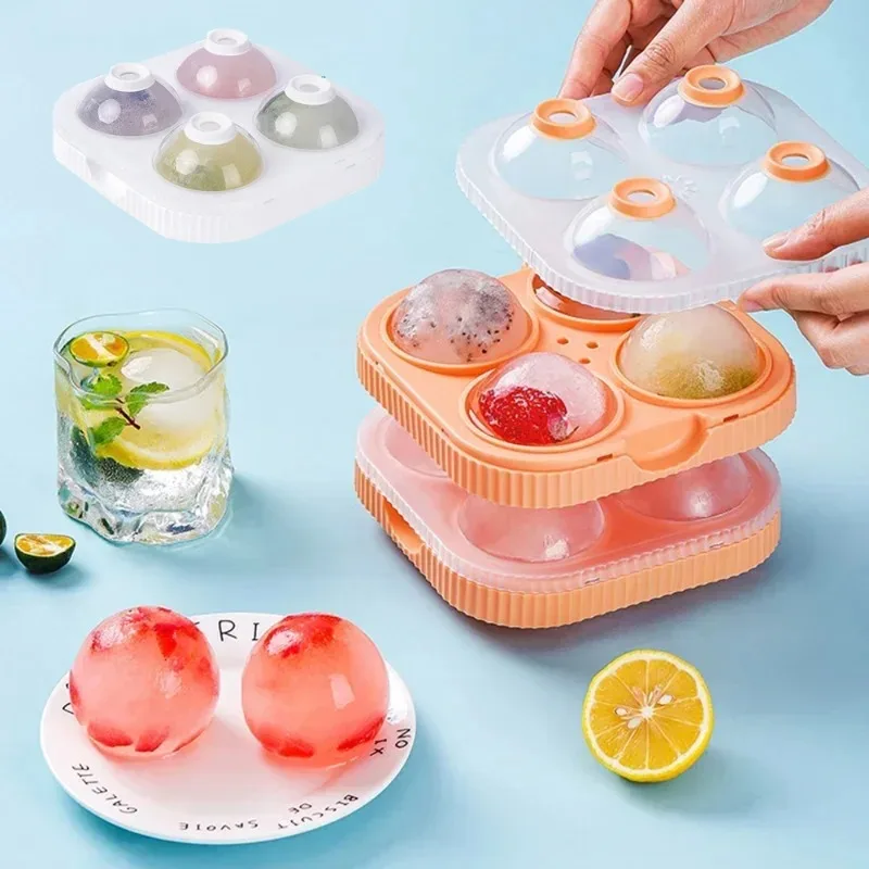 

Four Compartment Ice Ball Whiskey Ice Making Four Compartment Ball Compartment Set 4 Holes Round Clear Balls