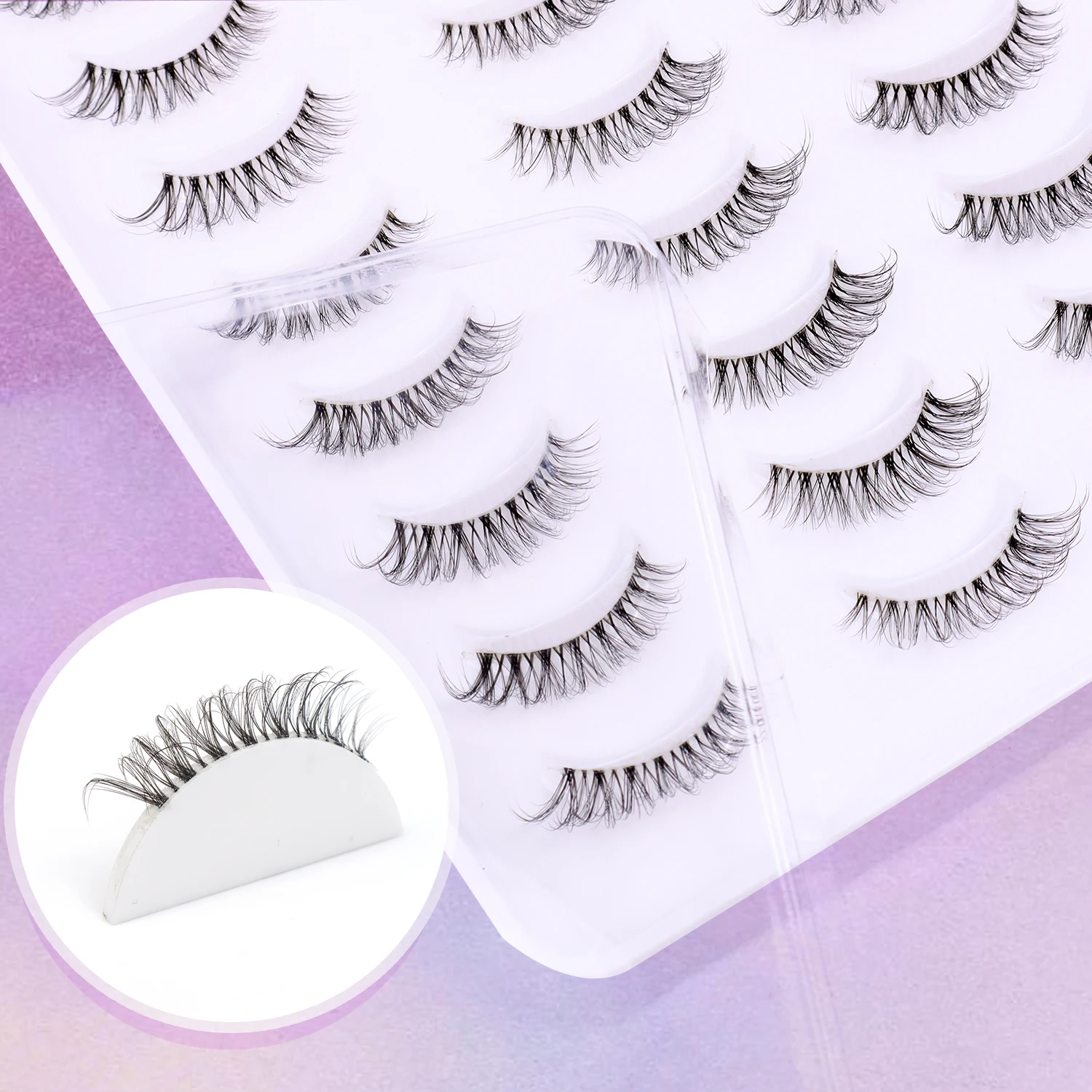 20 زوجًا من الرموش الصناعية الشفافة الطبيعية الذكية D Roll Cross خفيفة ومريحة مع مكياج يومي