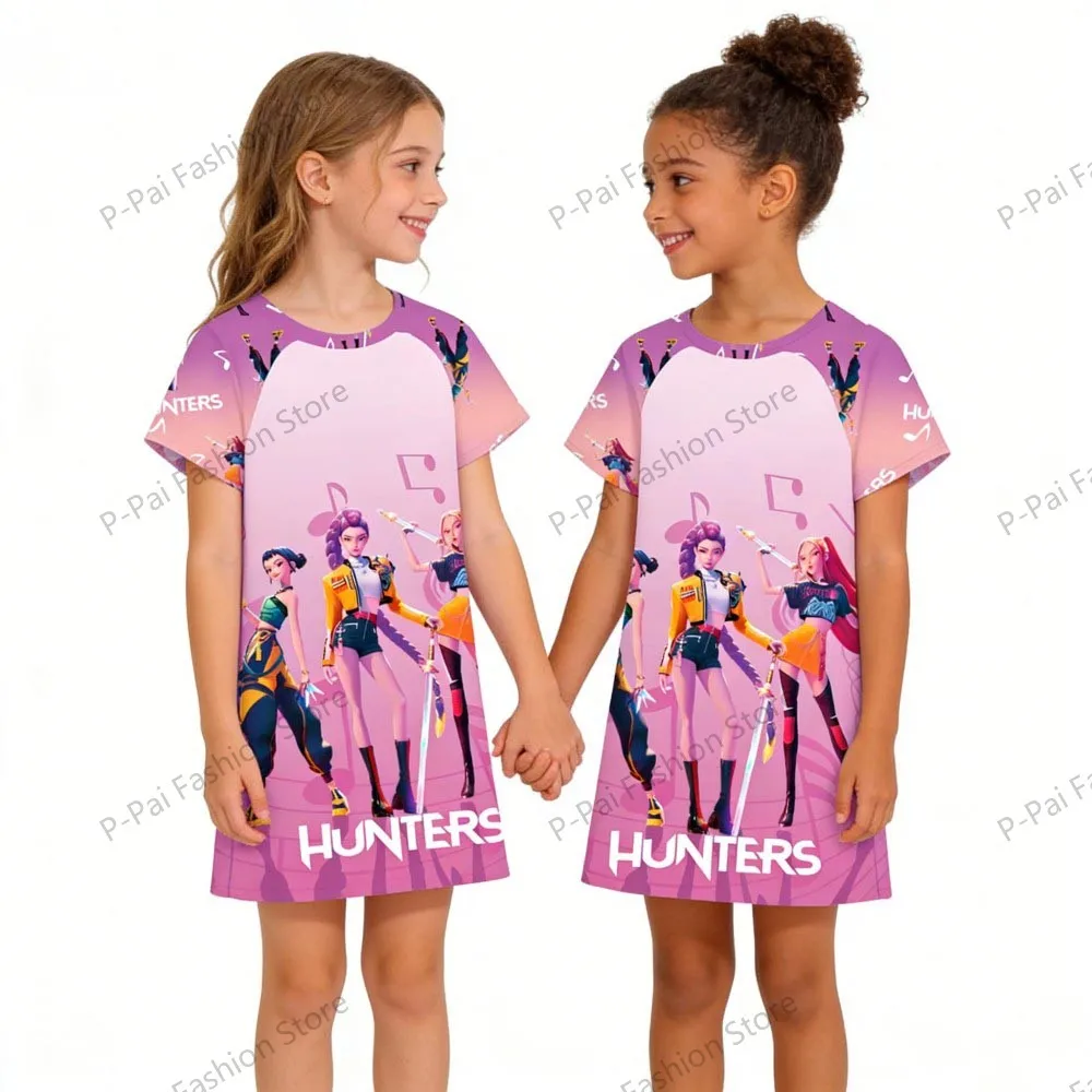 

Модная ночная рубашка для девочек с принтом Kpop Demon Hunter, милая летняя пижама из мягкой дышащей ткани, удобная свободная домашняя одежда для отдыха