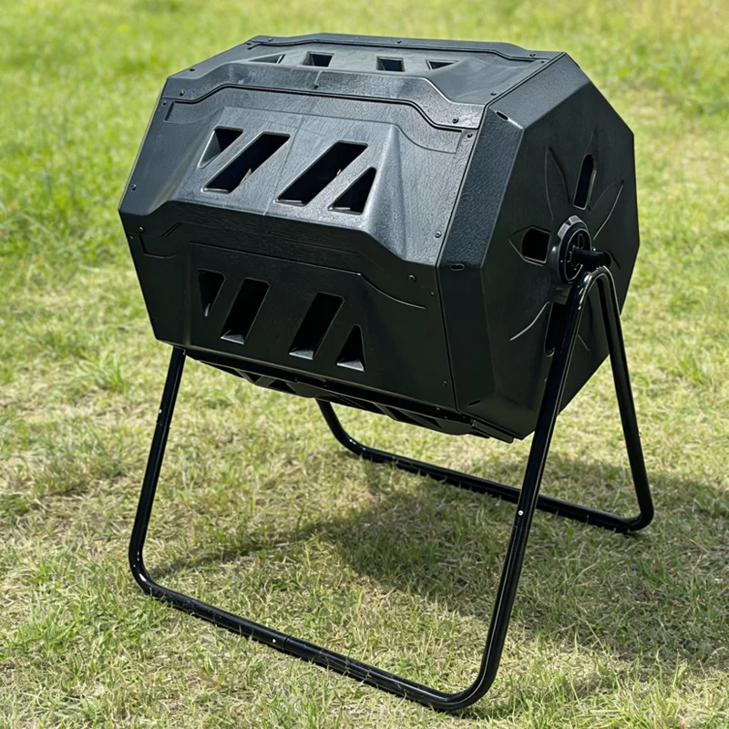 160L Square Plastic Garden Tumbling Compost Bin with Rolling Cover Large Capacity Eco-Friendly Indoor/Outdoor Use