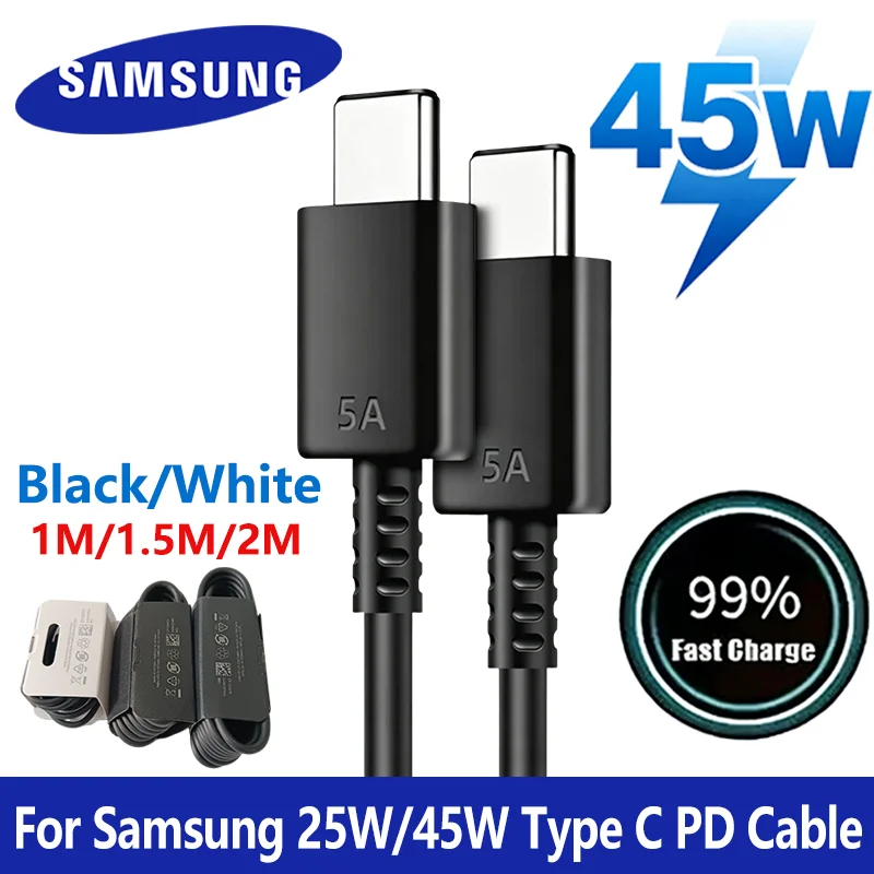 Original Samsung 45W 25W Type C Cable USB C Super Fast Charging Wire For Galaxy S26 Ultra S25 S24 Tab S9 FE  A17 A27 A57 A56 M17