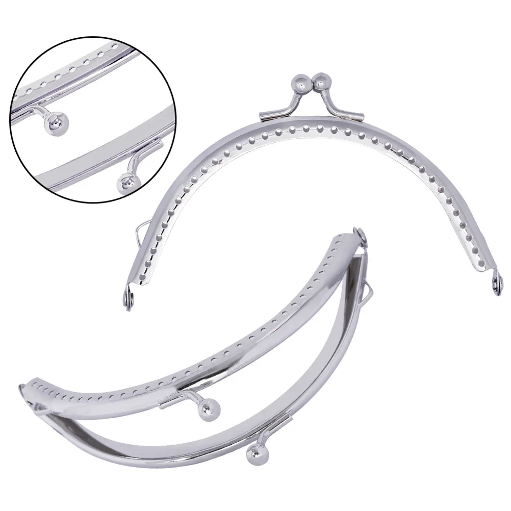 10.5cm半円形アーチ型財布フレーム シルバービーズ キスロック留め金 ハンドバッグDIYクラフト製作アクセサリー 財布フレーム