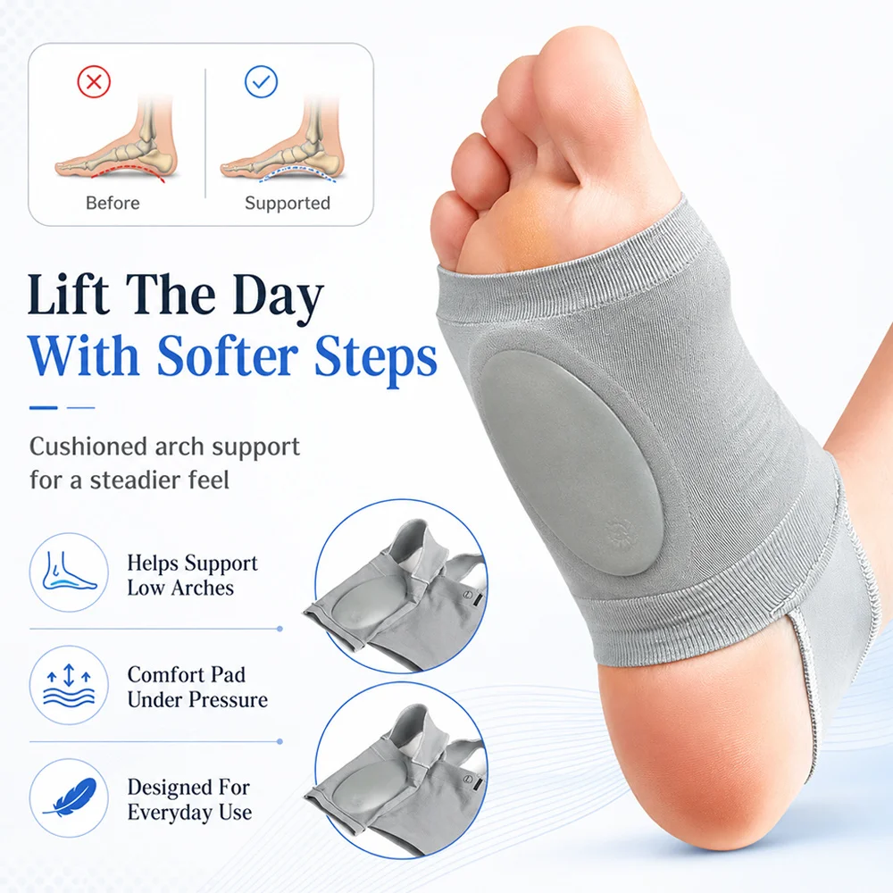 1-2 Pairs Anti Fatigue Standing Foot Massage Flexible Silicone Arch Support Insoles Flat Foot Correction KOTLIKOFF