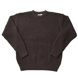 Men's O-neck Pullover Waffle Pattern Winter Essential Sweater