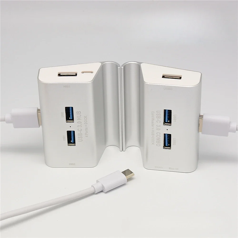 USB 3.0 hub SD/TF multi-function card reader Expandable phone stand docking station Aluminum alloy with stand COMBO