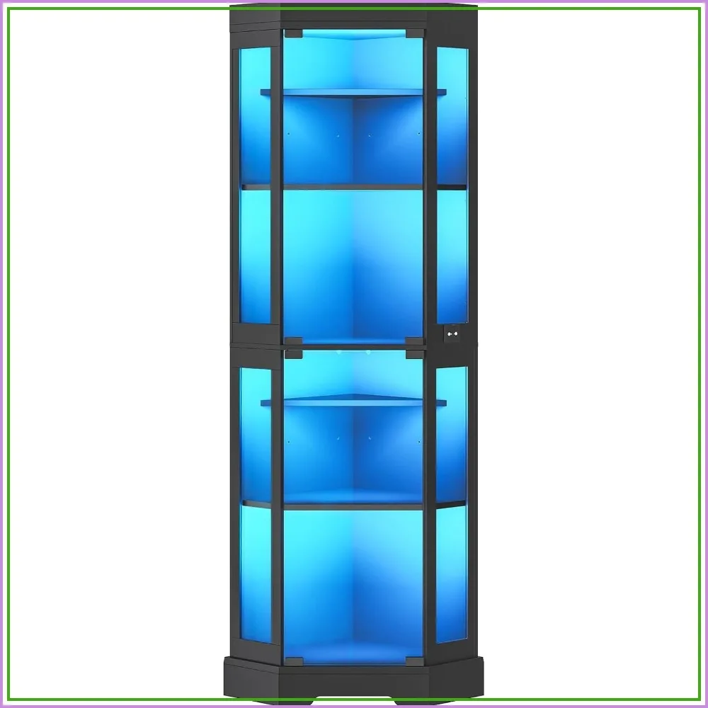 Corner Display Cabinet with Glass Doors, 67.9
