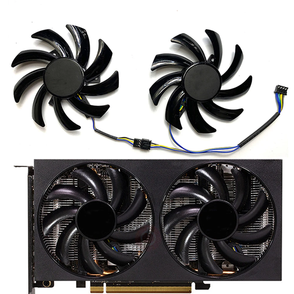 1 Pair Graphics Card Cooling Fans for POWERCOLOR RX7600 8GB Fighter Graphics Card