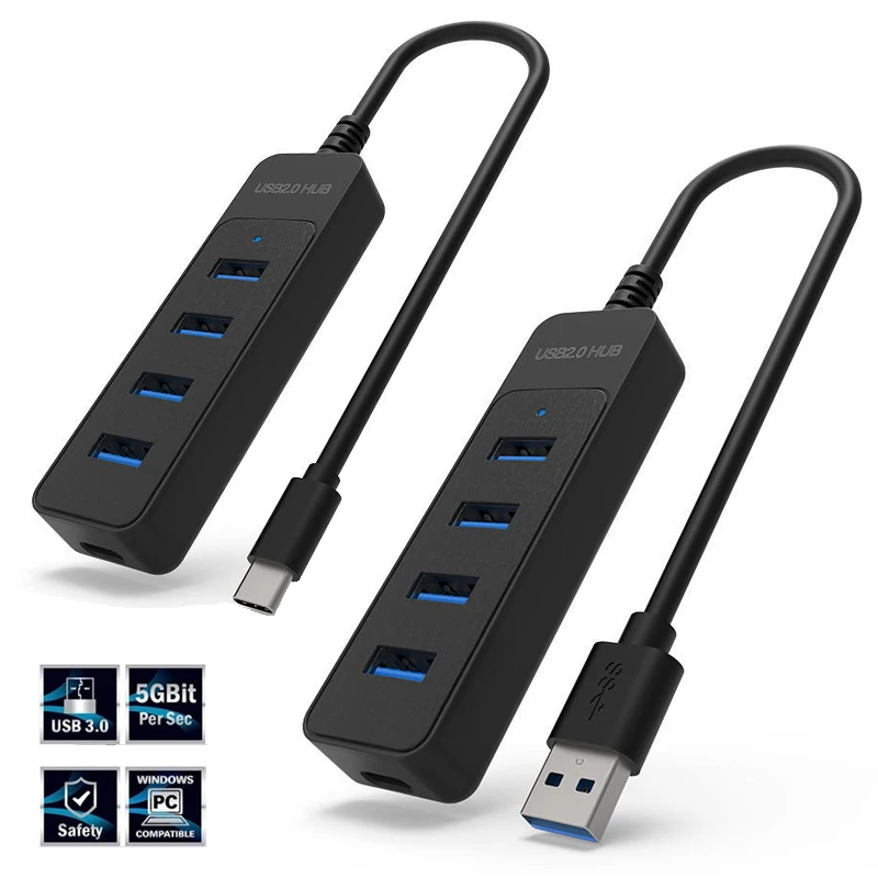 USB 3.0 HUB 5 Ports Multi USB2.0 Splitter Hub mit USB C Ladeanschluss Netzteil Mehrere Expander Dock für Laptops Notebook
