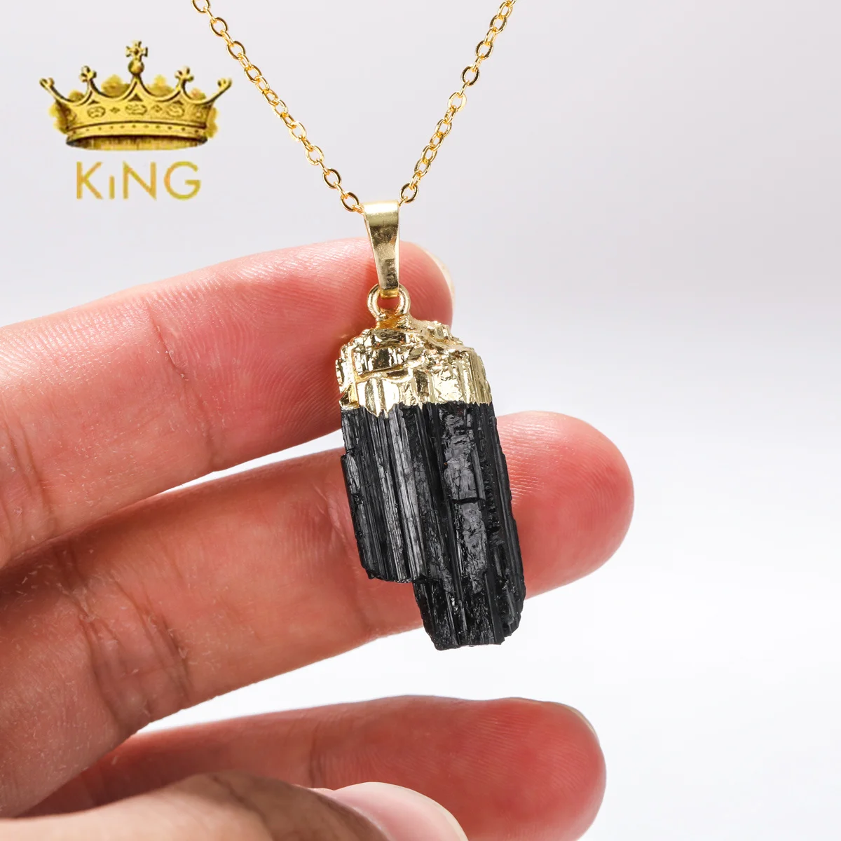 قلادة مجموعة التورمالين الطبيعية السوداء للنساء ، الأحجار الكريمة الكوارتز ، المجوهرات المصنوعة يدويا الكريستال الشفاء