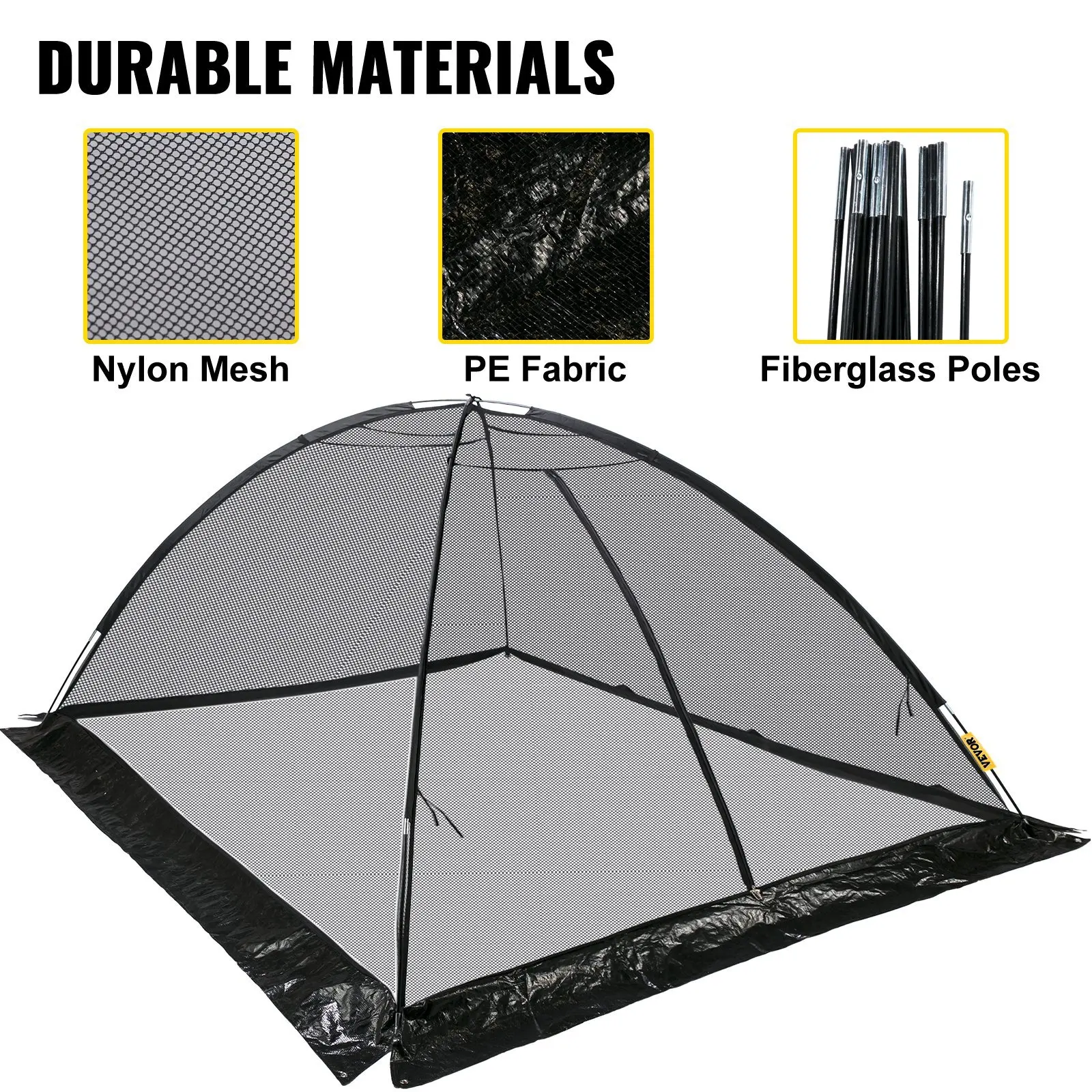 

1/2 inch Garden Mesh Dome Pond Net Covers Garden Pond Net Pond Cover Dome Black with Zipper and Wind Rope 7x9 FT